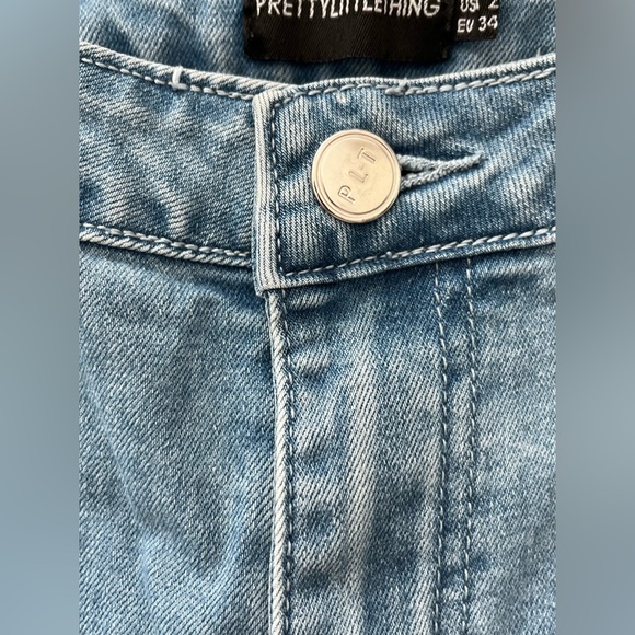 NWOT PrettyLittleThing Mid Wash Multi Sport Stripe Straight Leg Jeans Size 2 - Picture 7 of 7